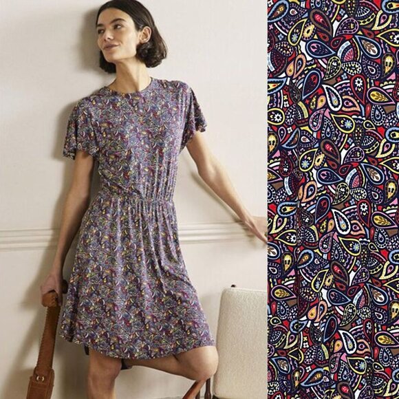 Boden Dresses & Skirts - Boden Flutter Sleeve Jersey Dress Paisley Patterned